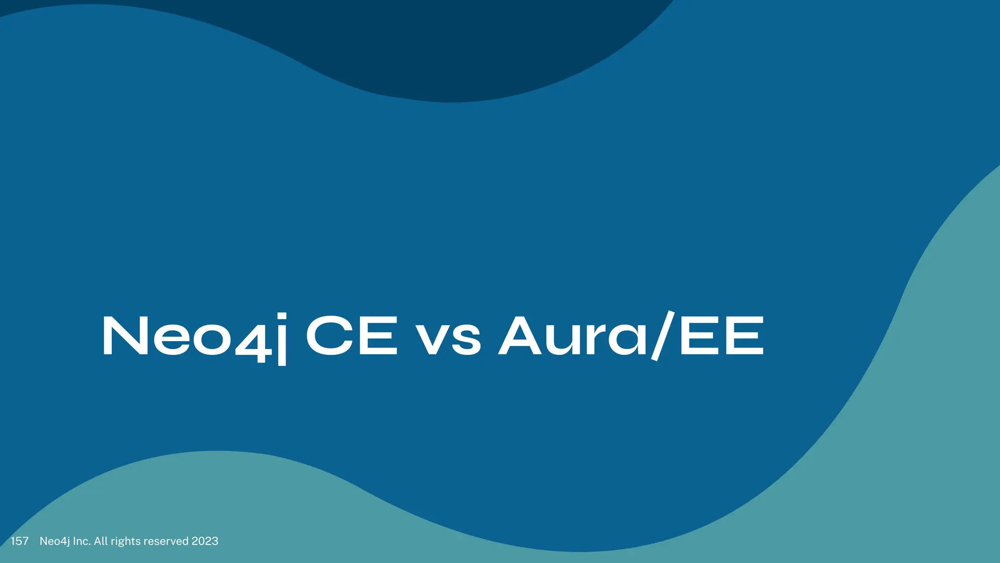 Neo4j CE vs Aura/EE
Neo4j Inc. All rights reserved 2023
157
 