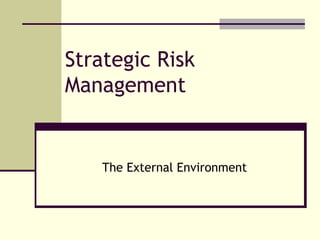 Strategic Risk Management   The External Environment  