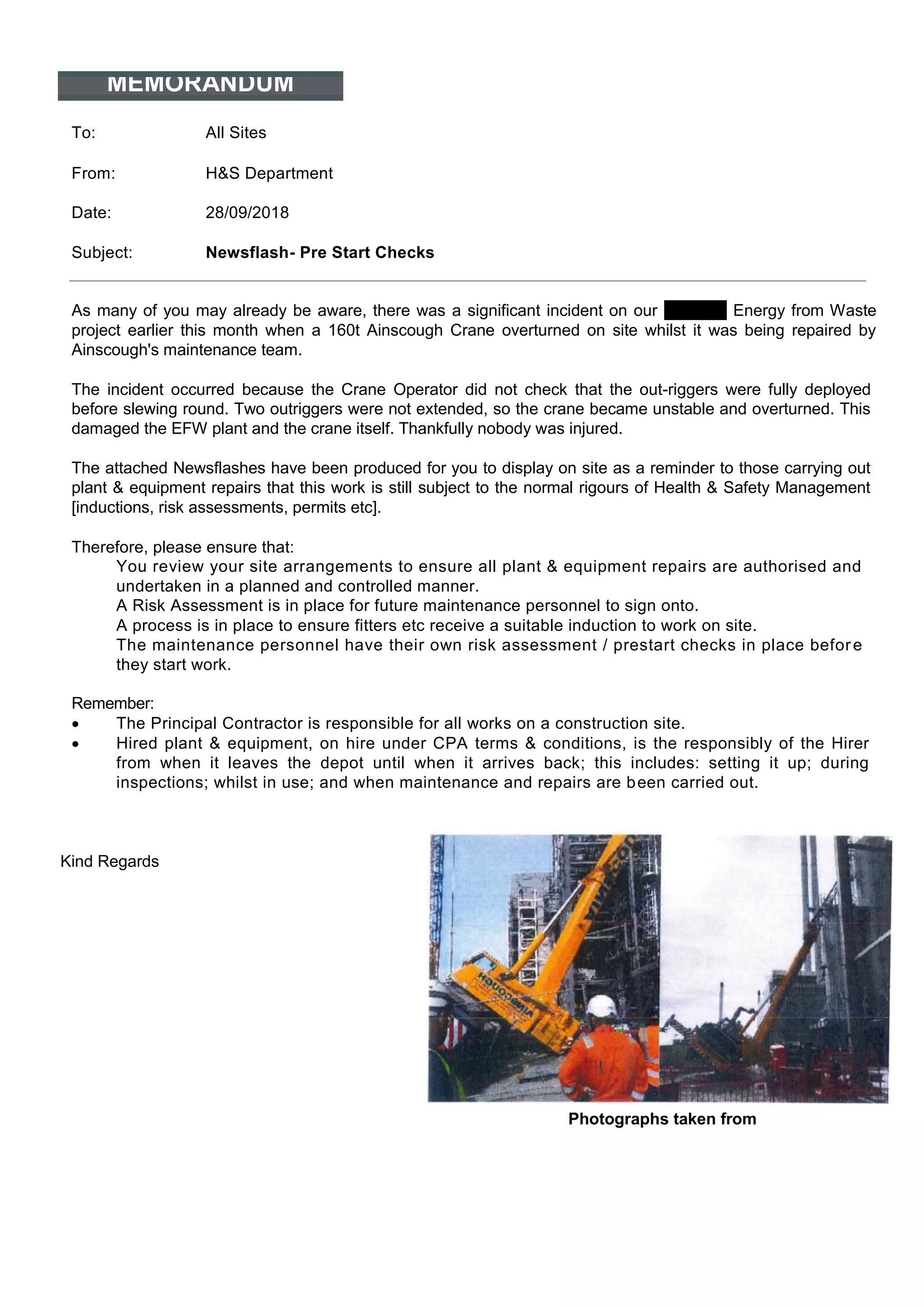 SAFETY ALERT crane incident PDF