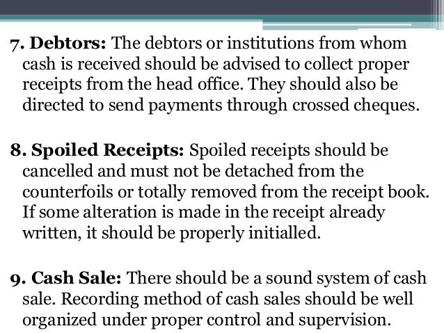internal check regarding cash receipts and cash payment