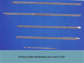Positive profile transfixation pins used in ESF  