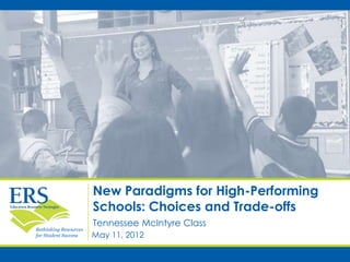 New Paradigms for High-Performing
                       Schools: Choices and Trade-offs
                       Tennessee McIntyre Class
Rethinking Resources
for Student Success    May 11, 2012
 