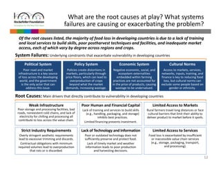 12 
What are the root causes at play? What systems 
failures are causing or exacerbating the problem? 
Of the root causes ...