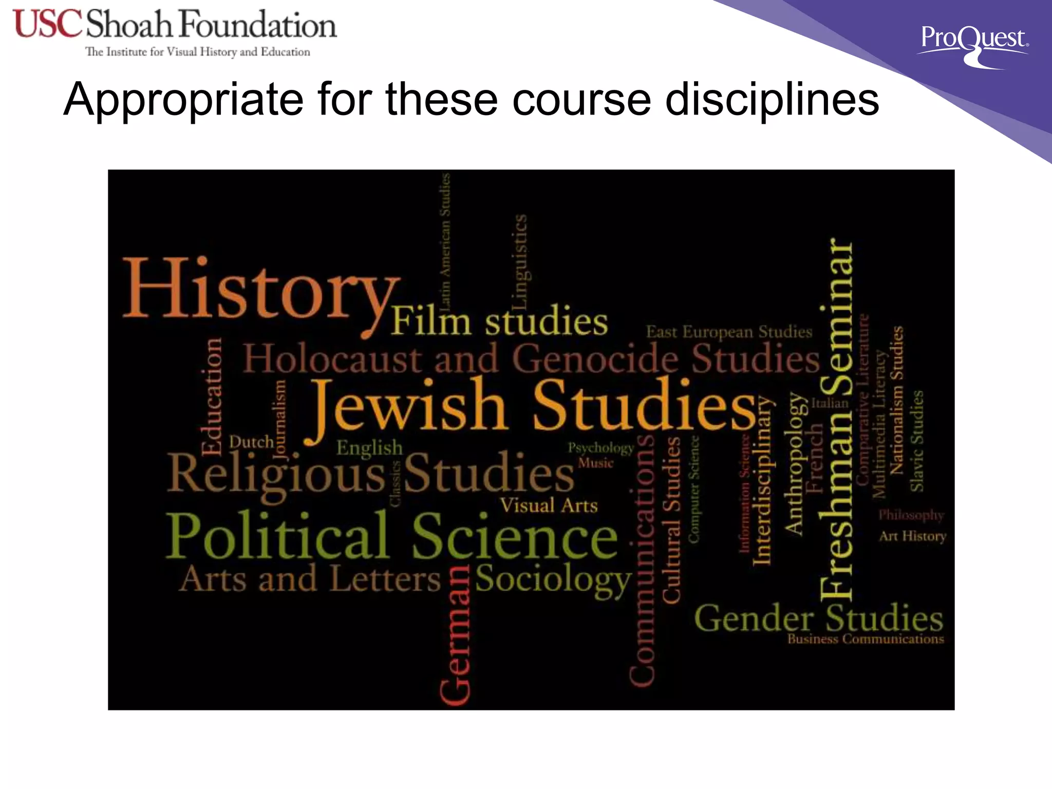 Appropriate for these course disciplines
 