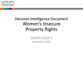 Search Cycle 2November 2013 
Decision Intelligence Document Women’s Insecure Property Rights  