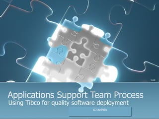 Applications Support Team Process Using Tibco for quality software deployment V.gdp GJ dePillis 