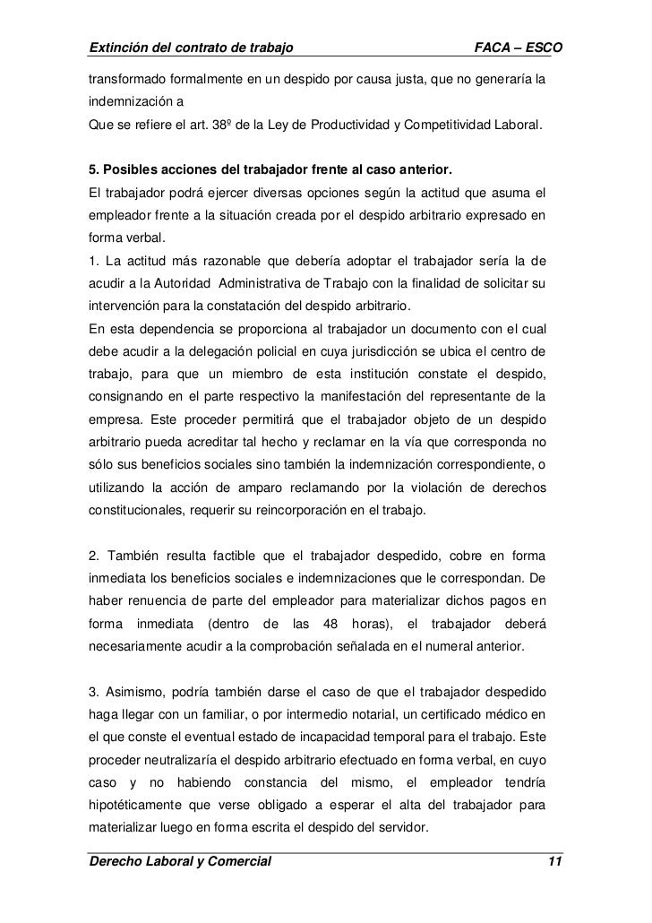 Extinción del Contrato de Trabajo