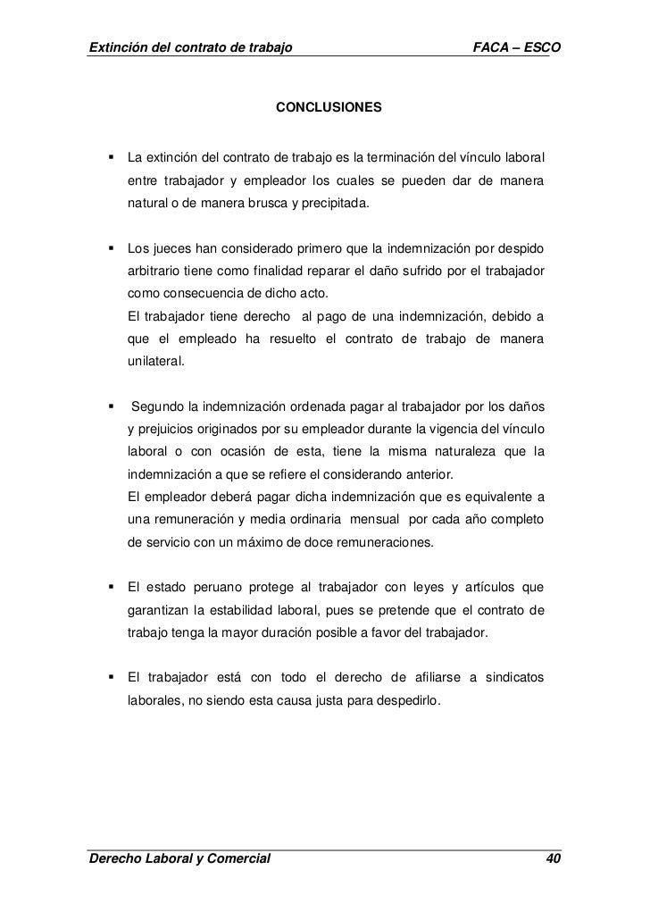 Extinción del Contrato de Trabajo