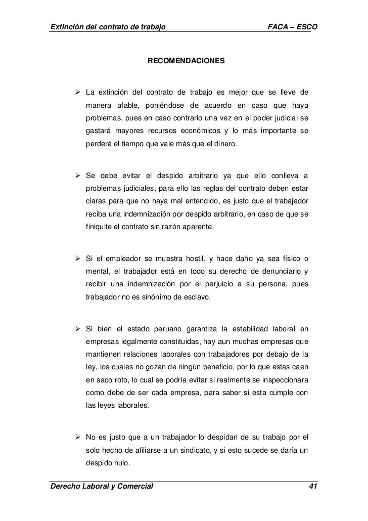 Extinción del Contrato de Trabajo