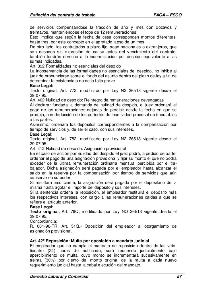 Extinción del Contrato de Trabajo