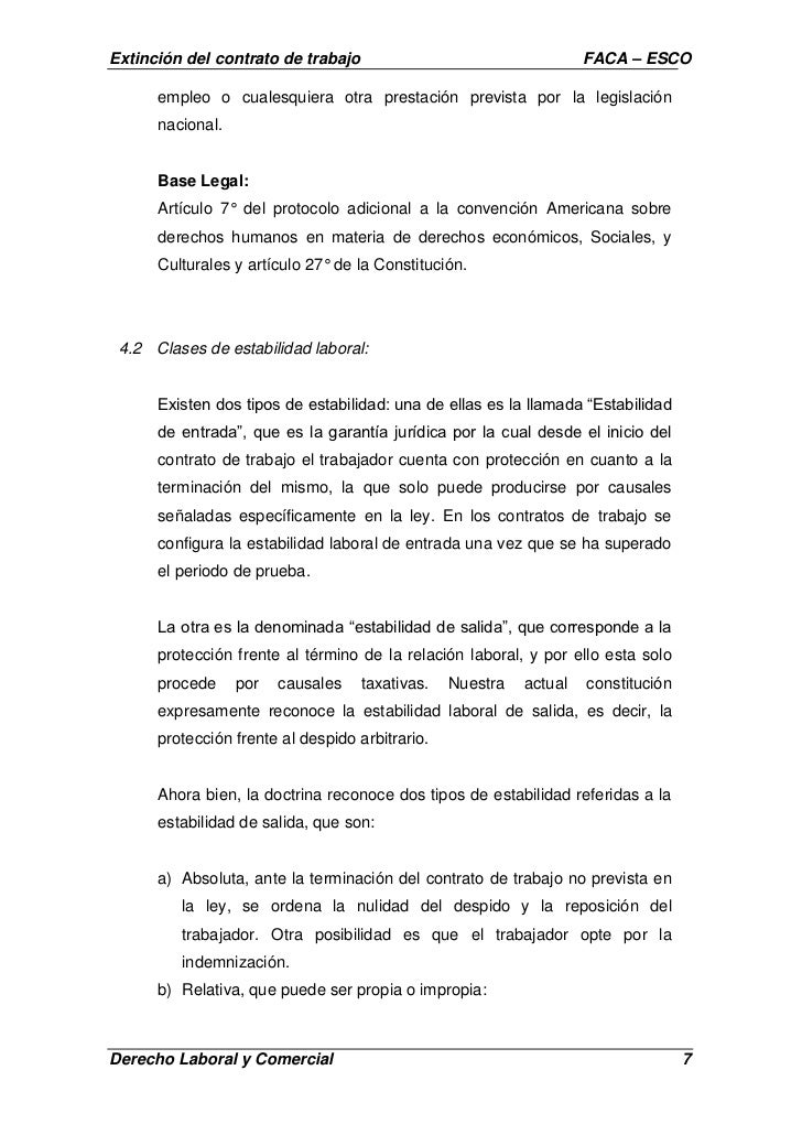 Extinción del Contrato de Trabajo