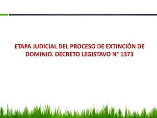 ETAPA JUDICIAL DEL PROCESO DE EXTINCIÓN DE
DOMINIO. DECRETO LEGISTAVO N° 1373
 