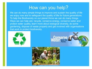 +
How can you help?
We can do many simple things to improve and sustain the quality of life
we enjoy now and to safeguard ...