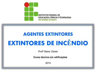AGENTES EXTINTORES
EXTINTORES DE INCÊNDIO
Profª Maria Cleide
Curso técnico em edificações
2014
 