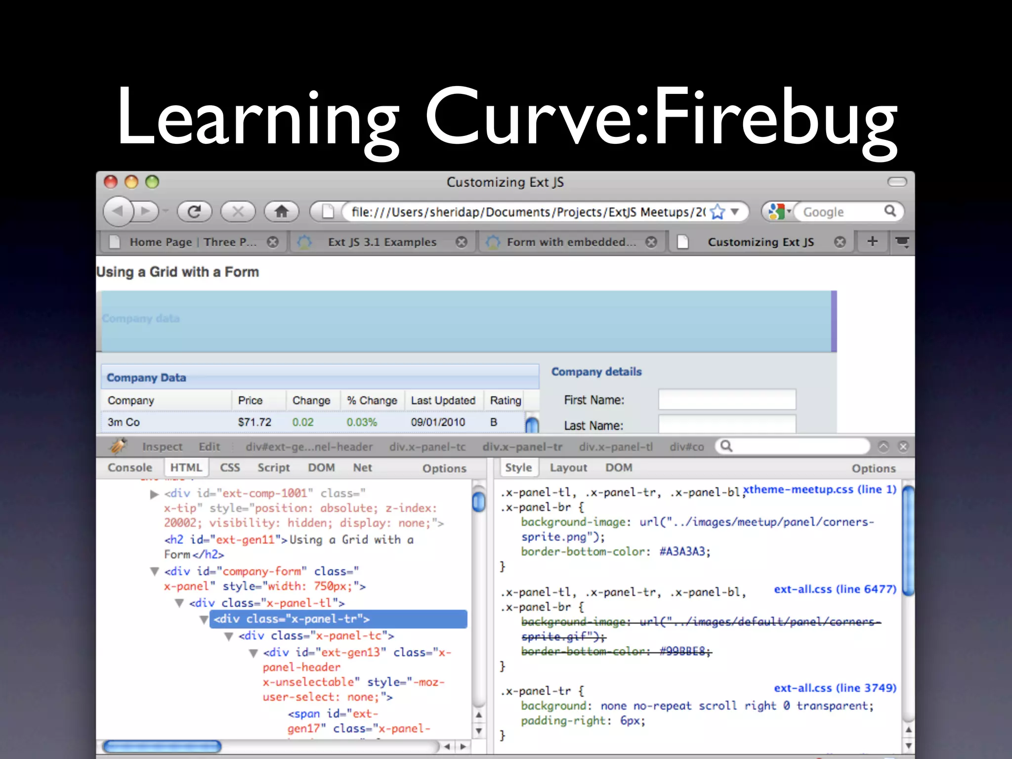 Learning Curve:Firebug