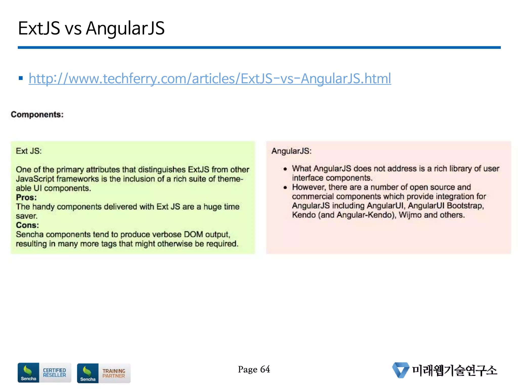 ExtJS vs AngularJS
 http://www.techferry.com/articles/ExtJS-vs-AngularJS.html
Page 64
 