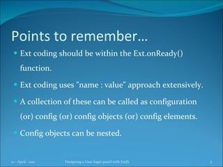 Designing an ExtJS user login panel | PPT