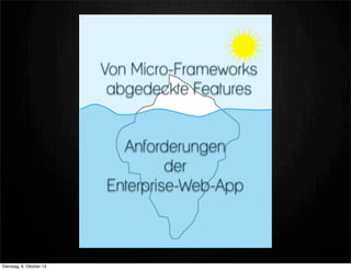 Von Micro-Frameworks
abgedeckte Features
Anforderungen
der
Enterprise-Web-App
Dienstag, 8. Oktober 13
 
