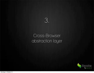 Cross-Browser
abstraction layer
3.
Dienstag, 8. Oktober 13
 