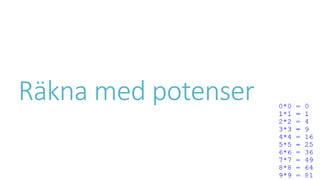 Räkna med potenser
 
