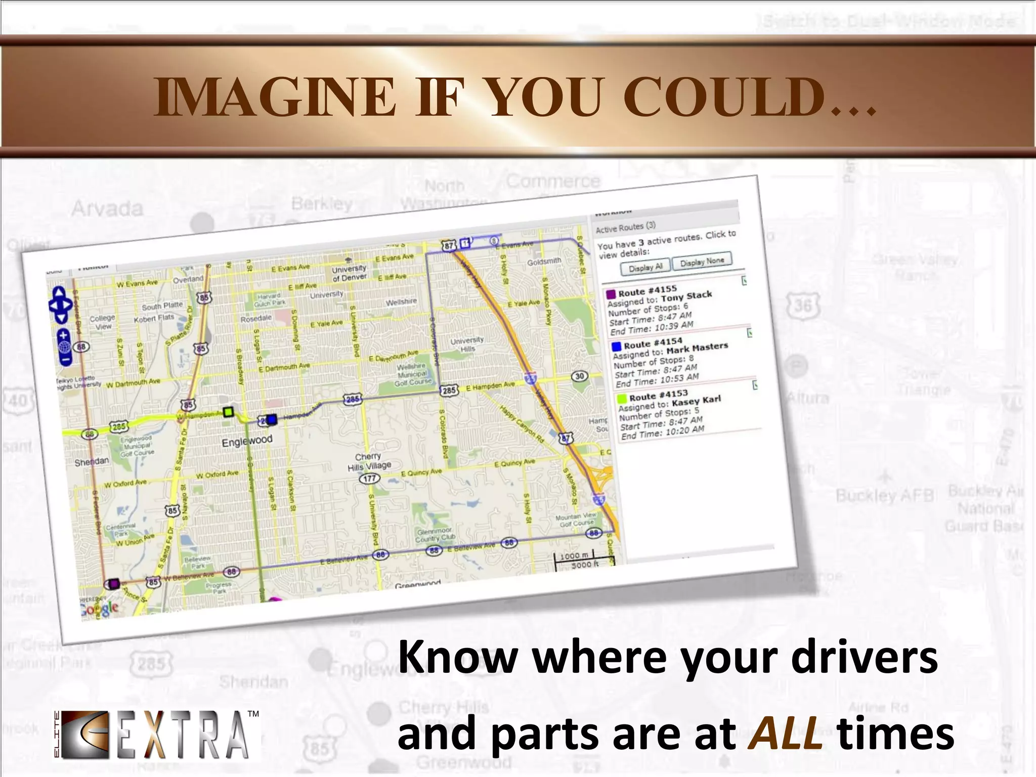 IMAGINE IF YOU COULD… Know where your drivers and parts are at  ALL  times 