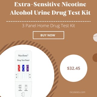 Extra-Sensitive Nicotine
Alcohol Urine Drug Test Kit
3 Panel Home Drug Test Kit
$32.45
nicotests.com
BUY NOW
 