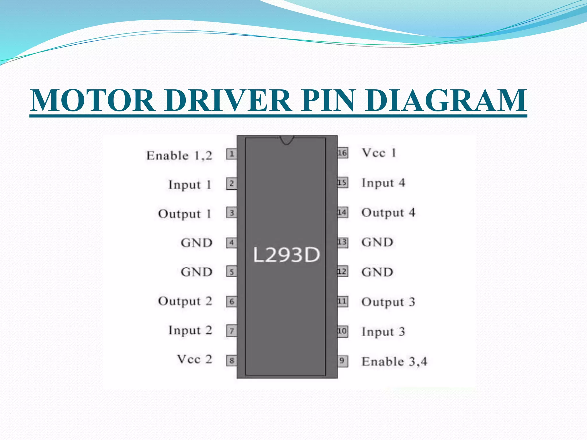 MOTOR DRIVER PIN DIAGRAM
 