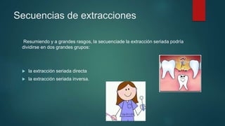 Secuencias de extracciones
Resumiendo y a grandes rasgos, la secuenciade la extracción seriada podría
dividirse en dos grandes grupos:
 la extracción seriada directa
 la extracción seriada inversa.
 