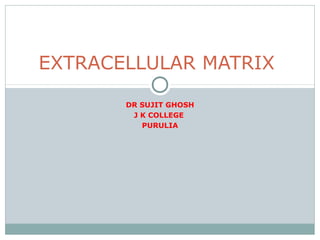 DR SUJIT GHOSH
J K COLLEGE
PURULIA
EXTRACELLULAR MATRIX