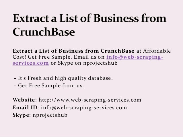 Extract A List Of Business From Crunchbase Extract A List Of Business From Crunchbase