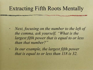 Extracting fifth-roots-mentally-15291 | PPT