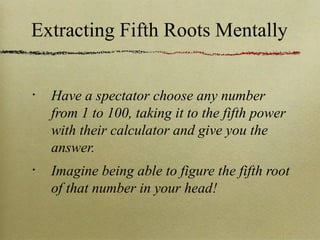 Extracting Fifth Roots Mentally | PPT