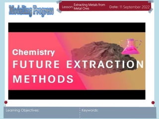 Extracting Metals from
Metal Ores 11 September 2022
 