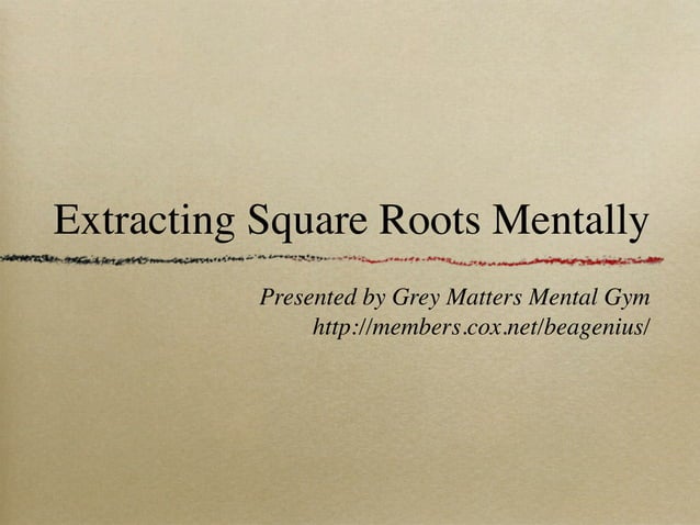 Extracting Square Roots Mentally | KEY | Science