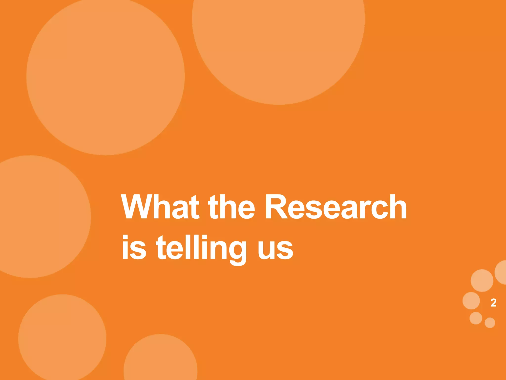 22
What the Research
is telling us
 