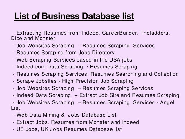 extracting resumes from indeed careerbuilder theladders dice and m