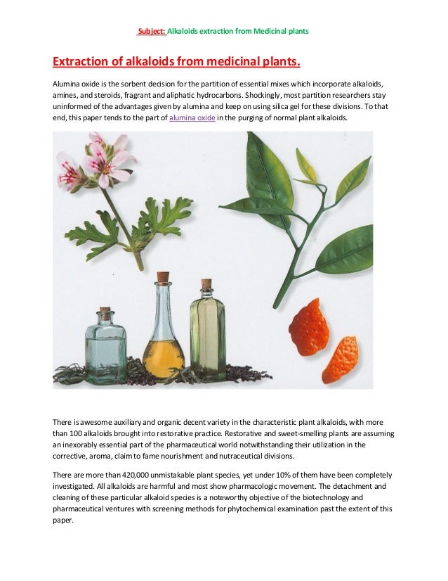 Extraction of alkaloids from medicinal plants activatedaluminaballs…