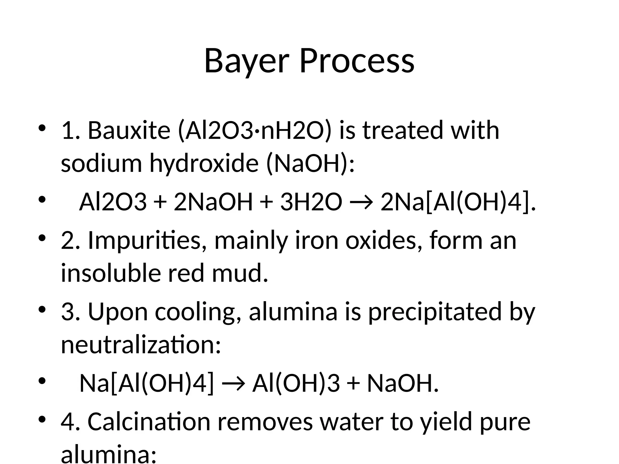 Extraction of aluminium reactions and values pptx