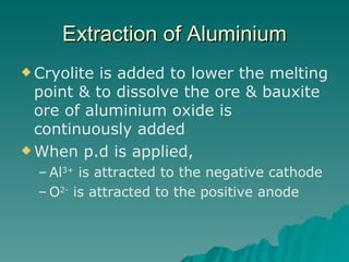 Extraction of Aluminium ,[object Object],[object Object],[object Object],[object Object]