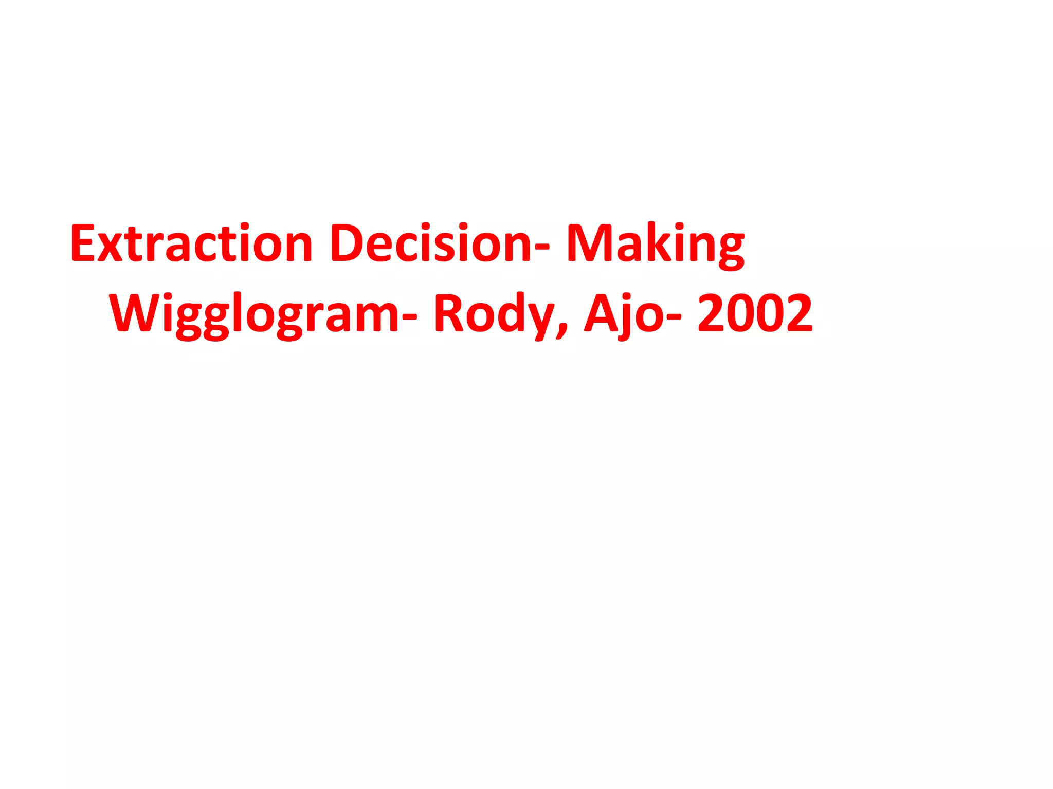 Extraction Decision- Making
Wigglogram- Rody, Ajo- 2002
 