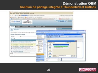26
Démonstration OBM
Solution de partage intégrée à Thunderbird et Outlook
 