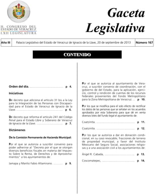 Extracto Gaceta Legislativa 167
