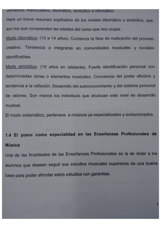Extracto Programación de Piano 3º E.P.