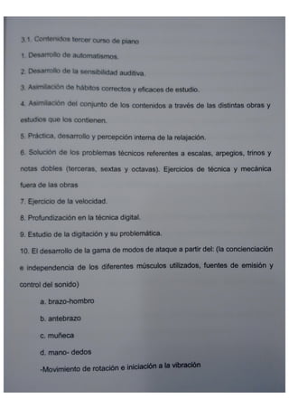 Extracto Programación de Piano 3º E.P.