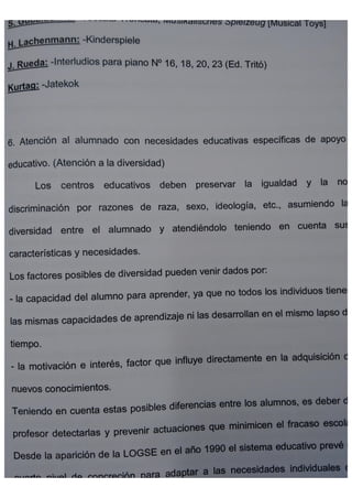 Extracto Programación de Piano 3º E.P.