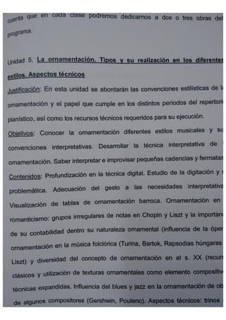 Extracto Programación de Piano 3º E.P.