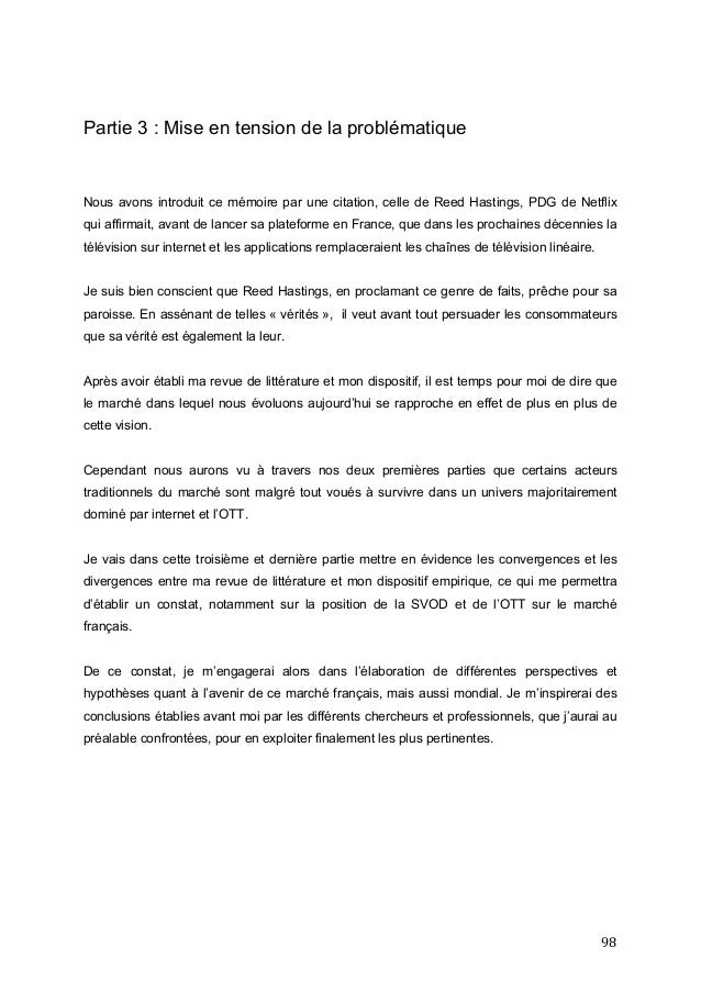Memoire De Recherche L Impact Des Offres Over The Top Ott Sur Le