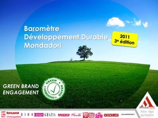 Baromètre
      Développement Durable
      Mondadori



      Enquête exclusive lecteurs Mondadori
GREEN BRAND
ENGAGEMENT
 