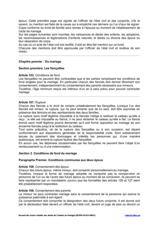 Recueil des textes relatifs aux droits de l’enfant au Sénégal (DESPS-SCAC-CABEX) cabex@cabex.sn
époux. Cette première page...
