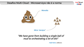 Desafios Multi-Cloud - Microsserviços não é a norma
"We have gone from building a single ball of
mud to orchestrating a lot of shit"
Hadi Hariri, JetBrains
Monolito
Micro "serviços"
 